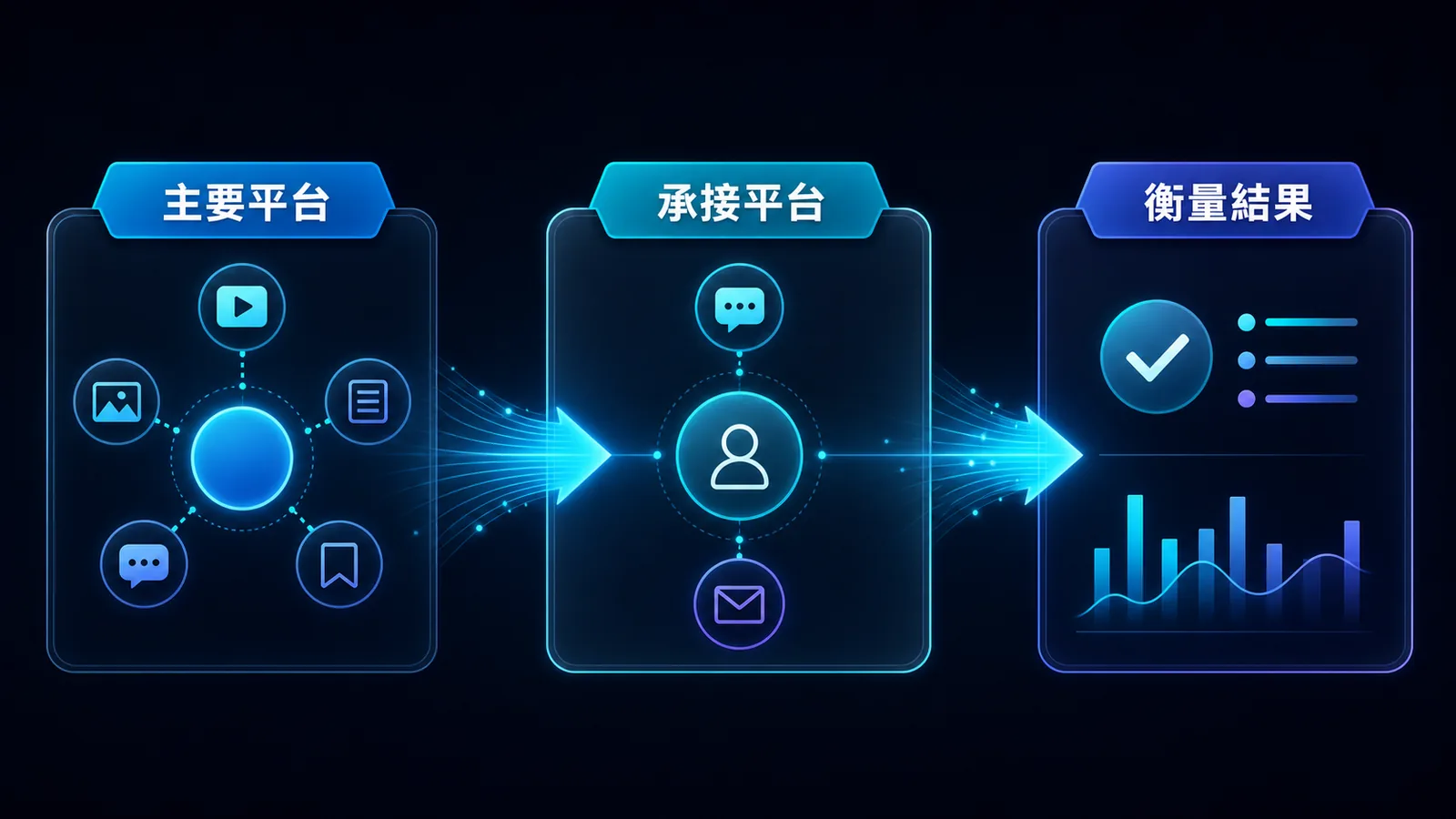 從品牌目標選擇主要社群平台與承接平台的流程圖