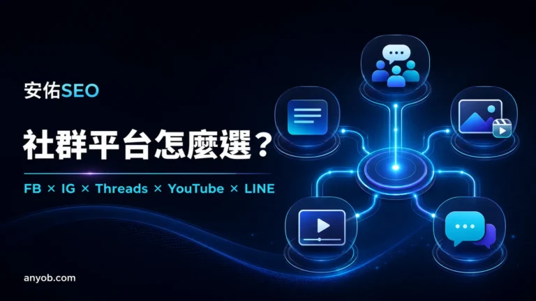 社群平台選擇封面,呈現五種內容與溝通管道連到同一個決策中心
