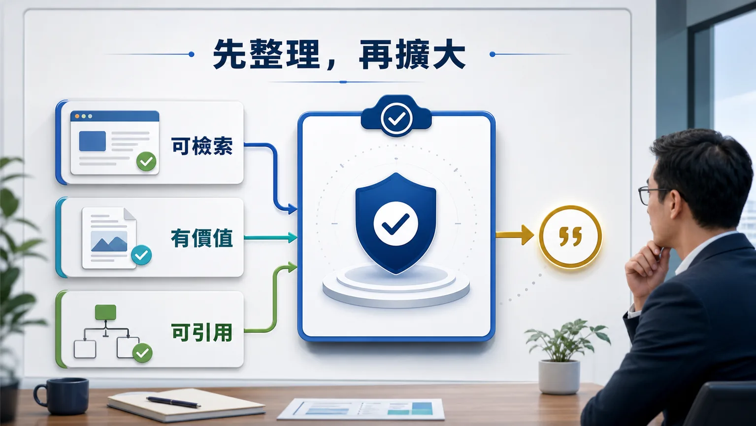 先整理再擴大的外部引用準備度:可檢索、有價值、可引用